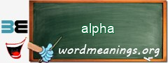 WordMeaning blackboard for alpha